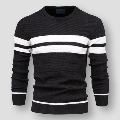 Pull en Maille Rayée à Manches Longues