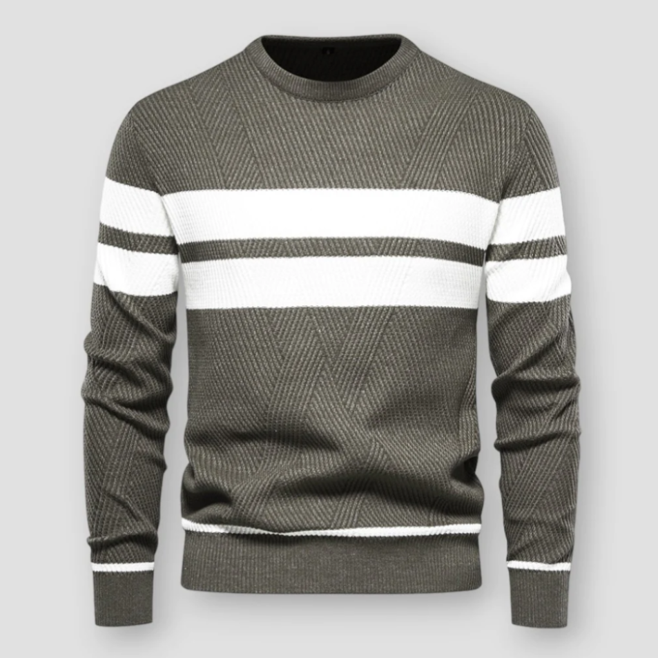 Pull en Maille Rayée à Manches Longues
