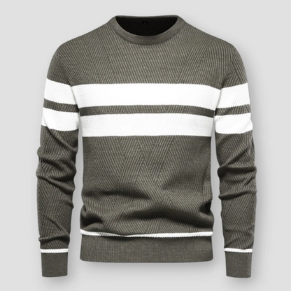Pull en Maille Rayée à Manches Longues