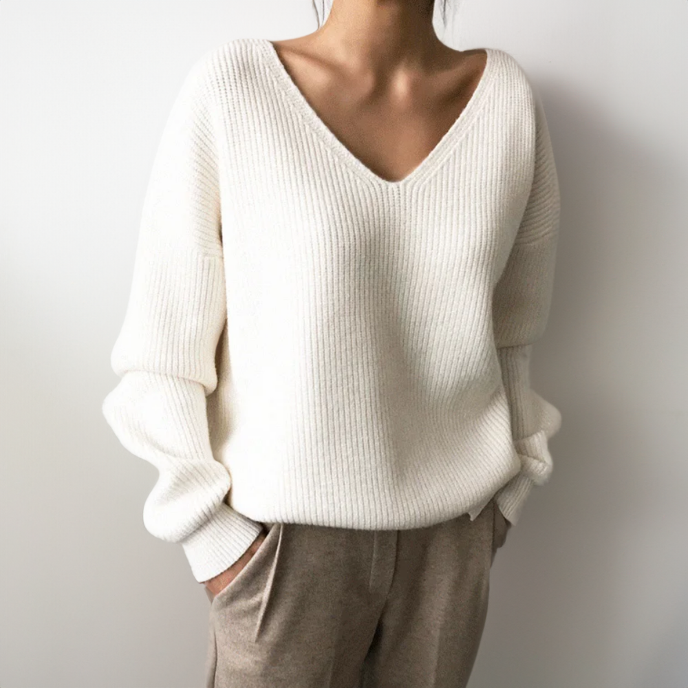 Pull en Laine Mérinos Doux avec Col en V