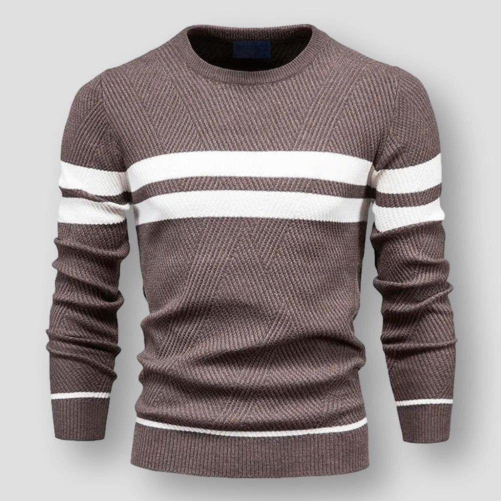 Pull en Maille Rayée à Manches Longues