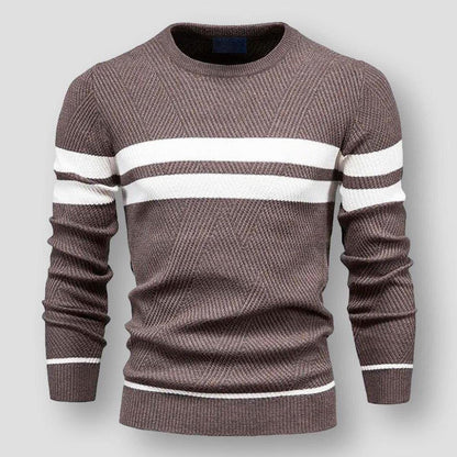 Pull en Maille Rayée à Manches Longues