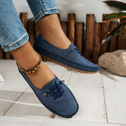 Mocassins Femme Cuir Souple Lacets Semelle Flexible