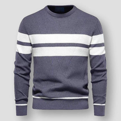 Pull en Maille Rayée à Manches Longues