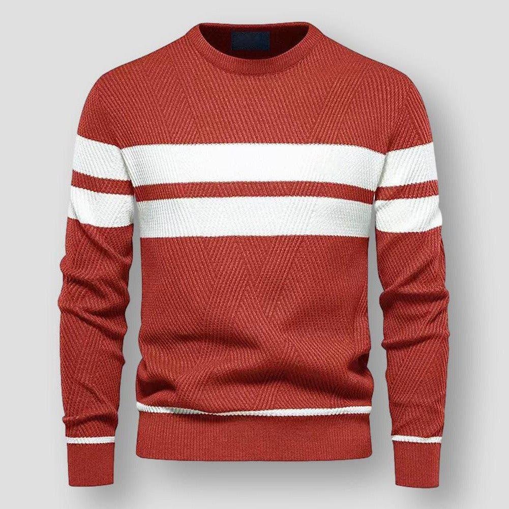 Pull en Maille Rayée à Manches Longues