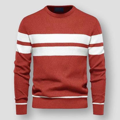 Pull en Maille Rayée à Manches Longues