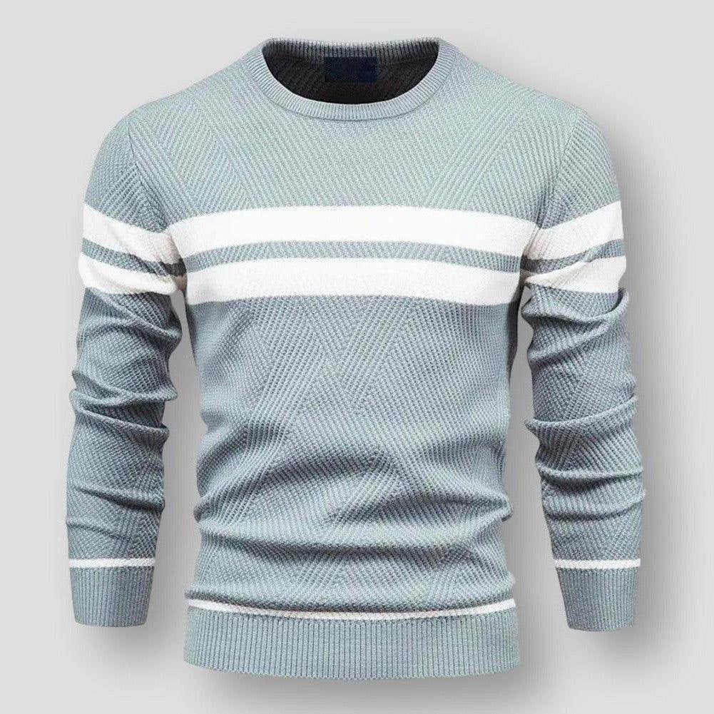 Pull en Maille Rayée à Manches Longues