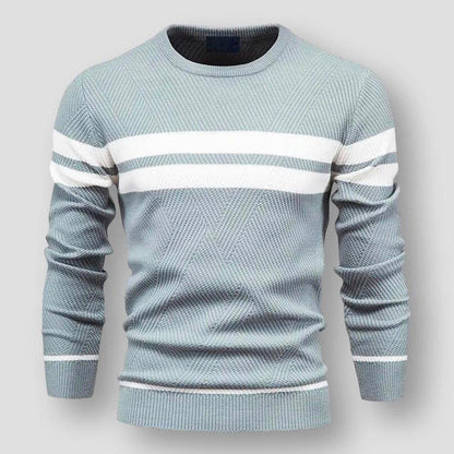Pull en Maille Rayée à Manches Longues