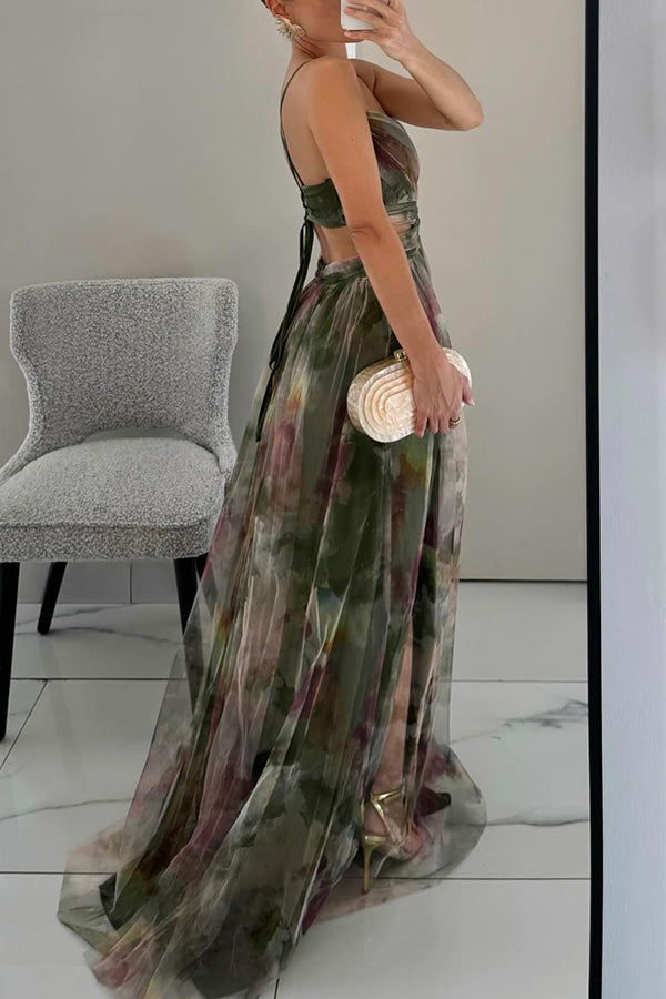 ChicElegance™ – Robe Longue Femme Imprimé Moderne et Laçage Ajustable-3