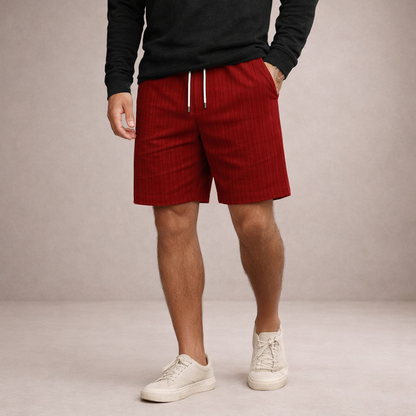 Short Homme Lin Mélangé Taille Cordon Coupe Décontractée