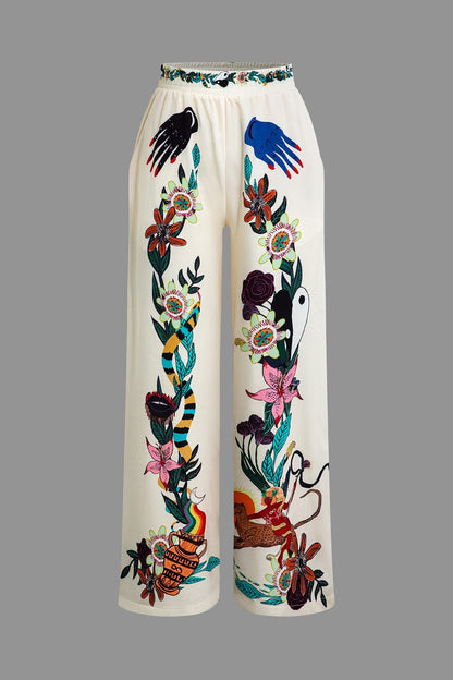 Robe Deux Pièces Élégante avec Imprimé Artistique