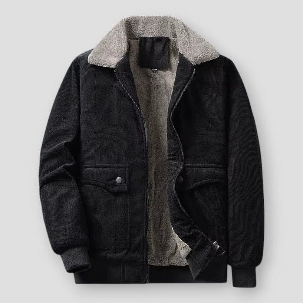 Veste Hiver Homme avec Col en Fourrure Synthétique Épaisse et Chaude
