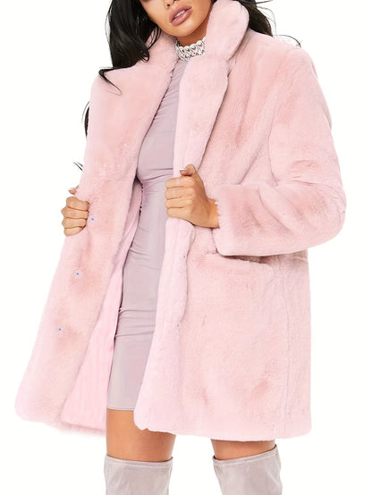 Manteau Femme Mi-Long Hivernal avec Poches et Fermeture Éclair