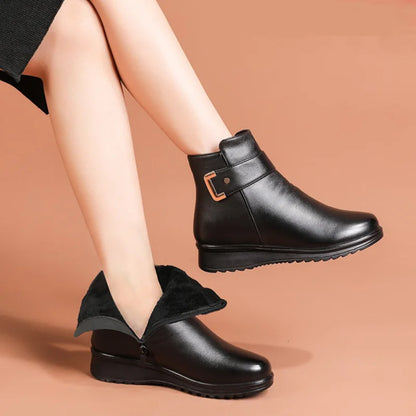 Bottines Femme Hiver Douces et Confortables à Talon Bas