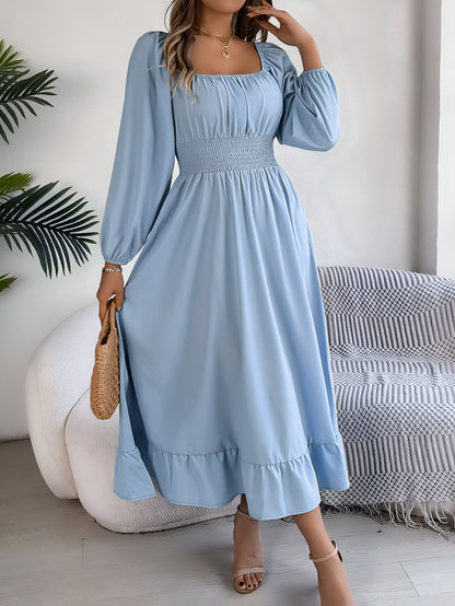 Robe femme bleu marine élégante manches longues - PanierRoyale