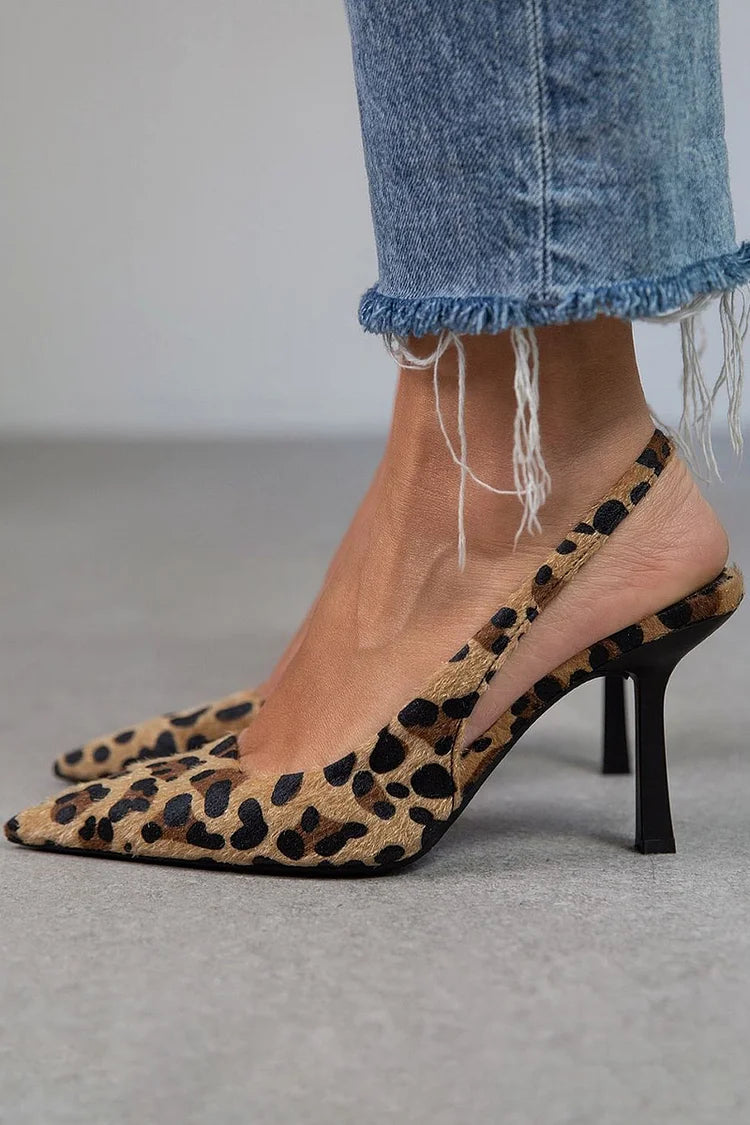 Escarpins Femme Élégants à Bout Pointu Talon Fin avec Motif Sauvage et Fermeture Arrière Discrète - PanierRoyale