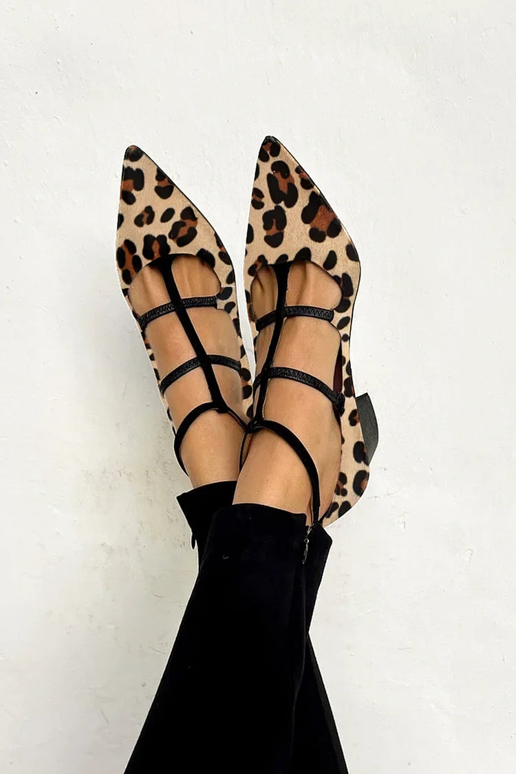 Ballerines Femme Élégantes avec Imprimé Animalier et Fermeture Éclair - PanierRoyale