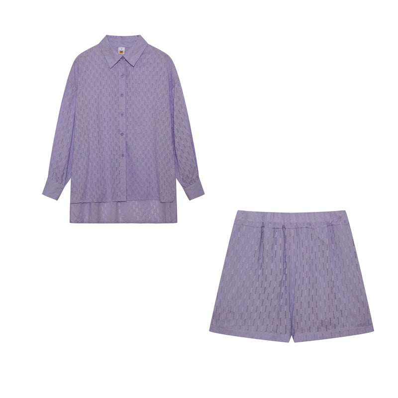 Ensemble Décontracté Femme : Blouse et Short en Coton Oversize