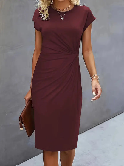 Robe Femme Colore Unie Mi-Longue Élégante