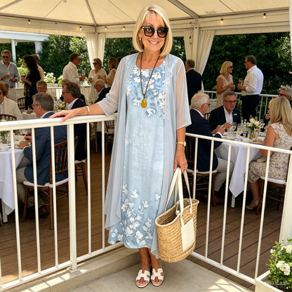 Ensemble Deux Pièces Femme Robe Midi Fluide Kimono Manches Longues - PanierRoyale