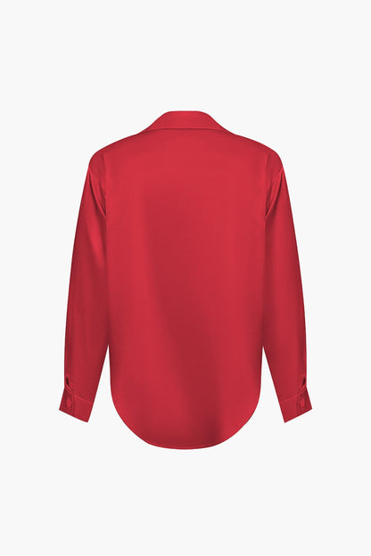Blouse Élégante en Soie Satinée Longue Manche
