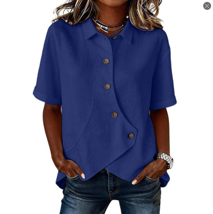 Chemise Femme Asymétrique Boutons Col Structuré Élégant