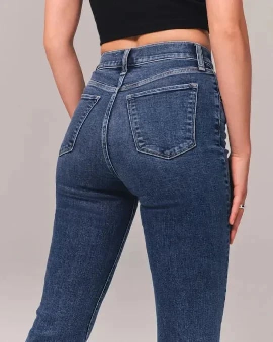 Jeans Haute Taille Évasée Femme Moderne