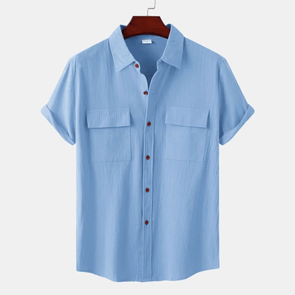 Chemise Homme Simples Manches Courtes avec Poches
