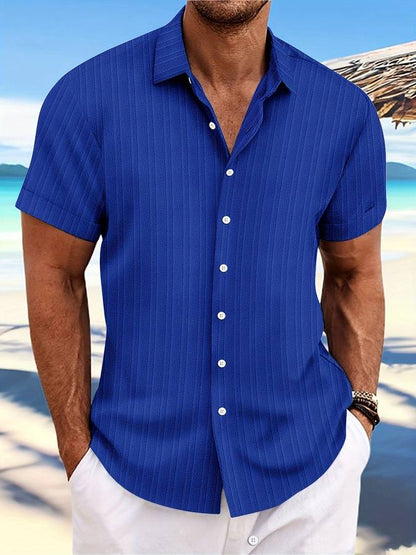 Chemise Homme Décontractée Rayée Manches Courtes