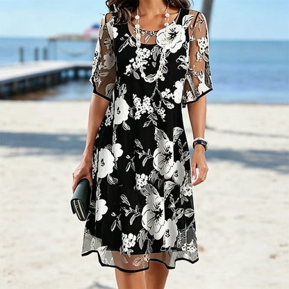 Robe Femme Chiffon Fluide Coupe Ample Manches Longues