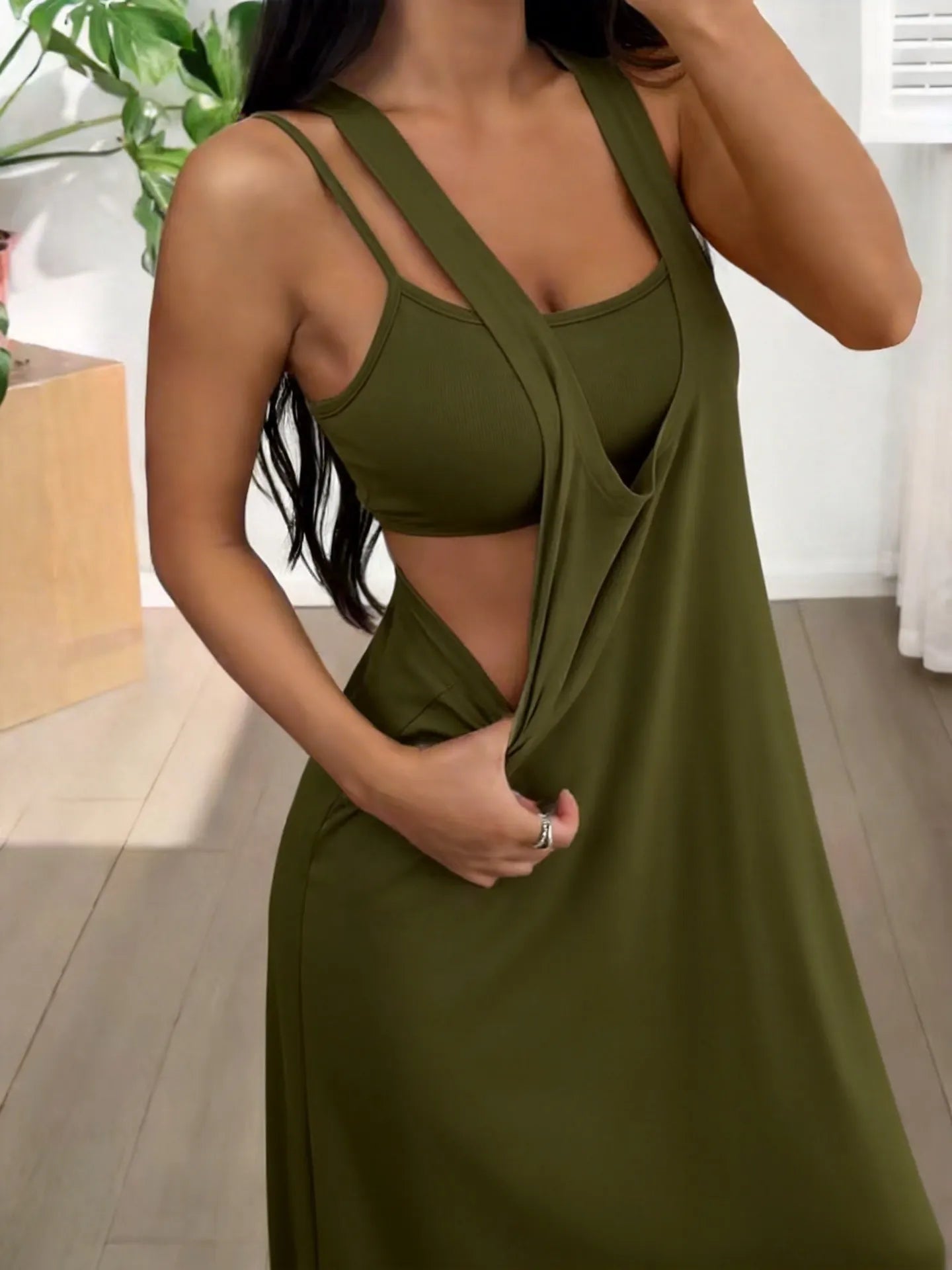 Robe longue Femme Effet Deux Pièces Découpes Latérales