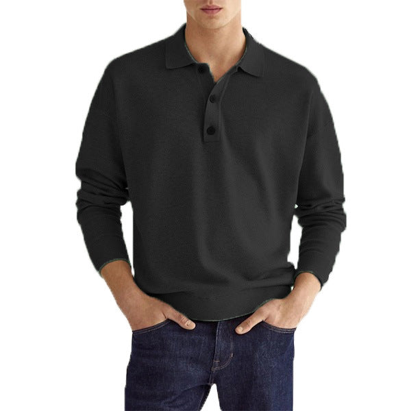 Polo Homme Manches Longues Vert Olive Coton Classique
