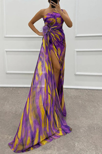 Robe Soirée Épaule Nu Sans Manches Longue Grande Taille