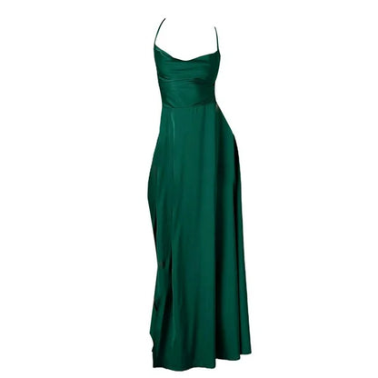 Robe de soirée femme longue sans manches élégante noir