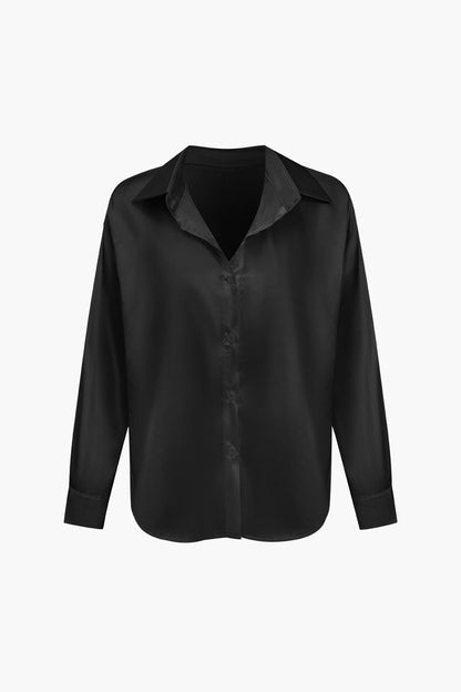 Blouse Élégante en Soie Satinée Longue Manche