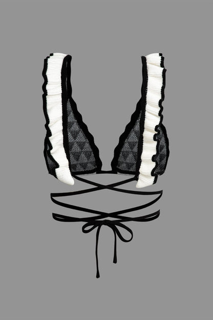 Maillot de Bain Haut et Pantalon de Plage avec Dentelle