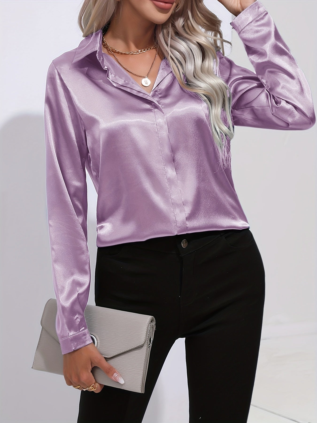 Chemise Femme en Soie Élégante Manches Longues