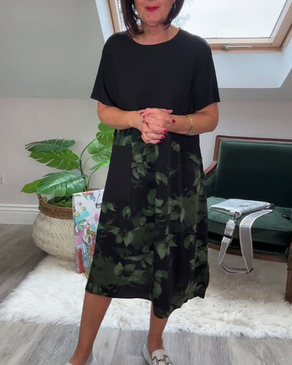Robe Femme Patchwork Floral Coupe Droite Décontractée
