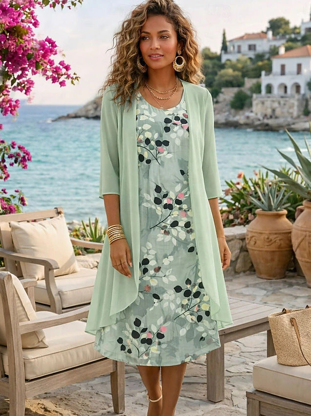 Ensemble Femme Robe Fleurie et Cardigan Léger Assorti - PanierRoyale