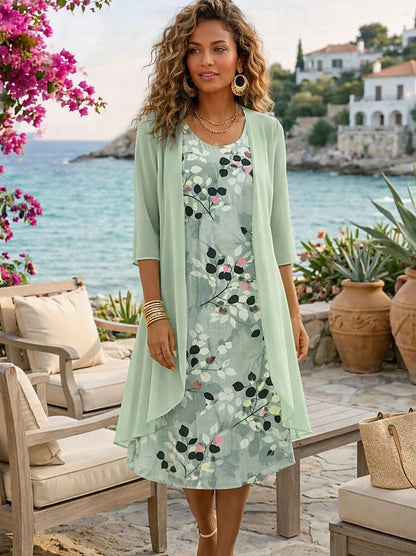 Ensemble Femme Robe Fleurie et Cardigan Léger Assorti - PanierRoyale