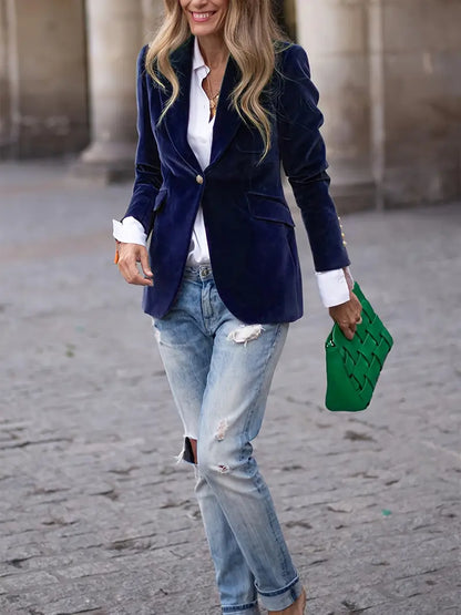 Blazer Femme Classique à Un Bouton Élégant