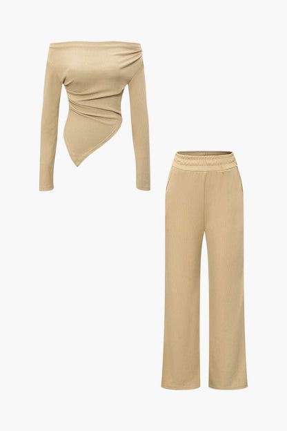 Ensemble Deux Pièces Élégant Asymétrique et Pantalon Large - BerlinGlamour