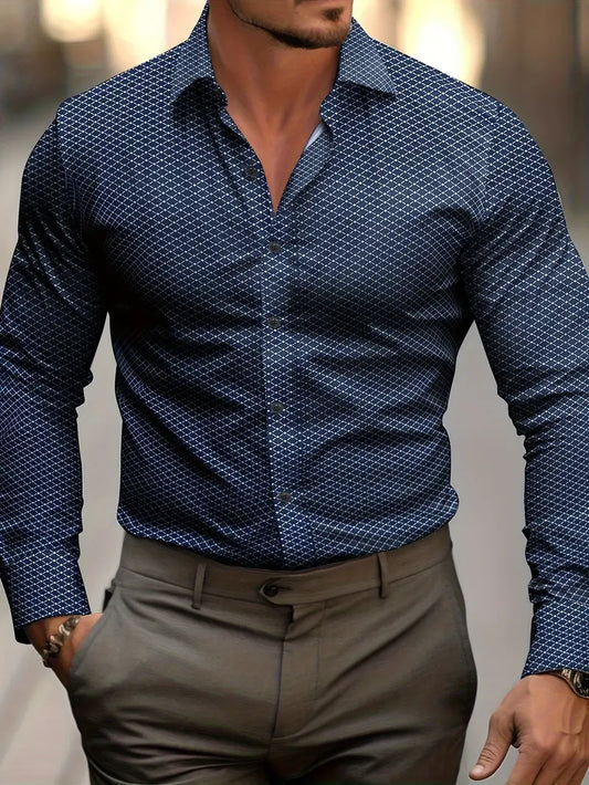 Chemise Homme Manches Longues Rayée Marine Élégante - PanierRoyale