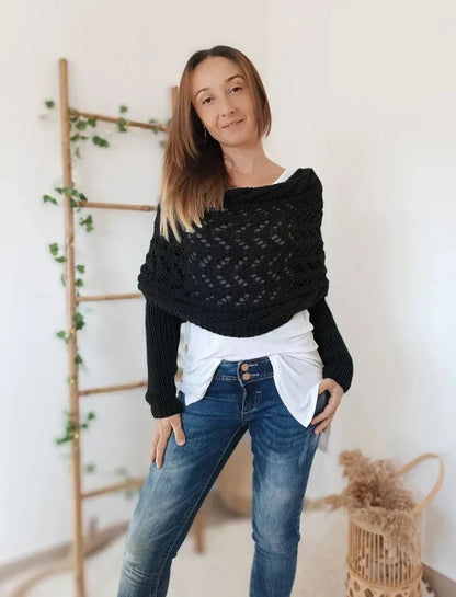 Écharpe Femme Tricotée Douce Gris Clair