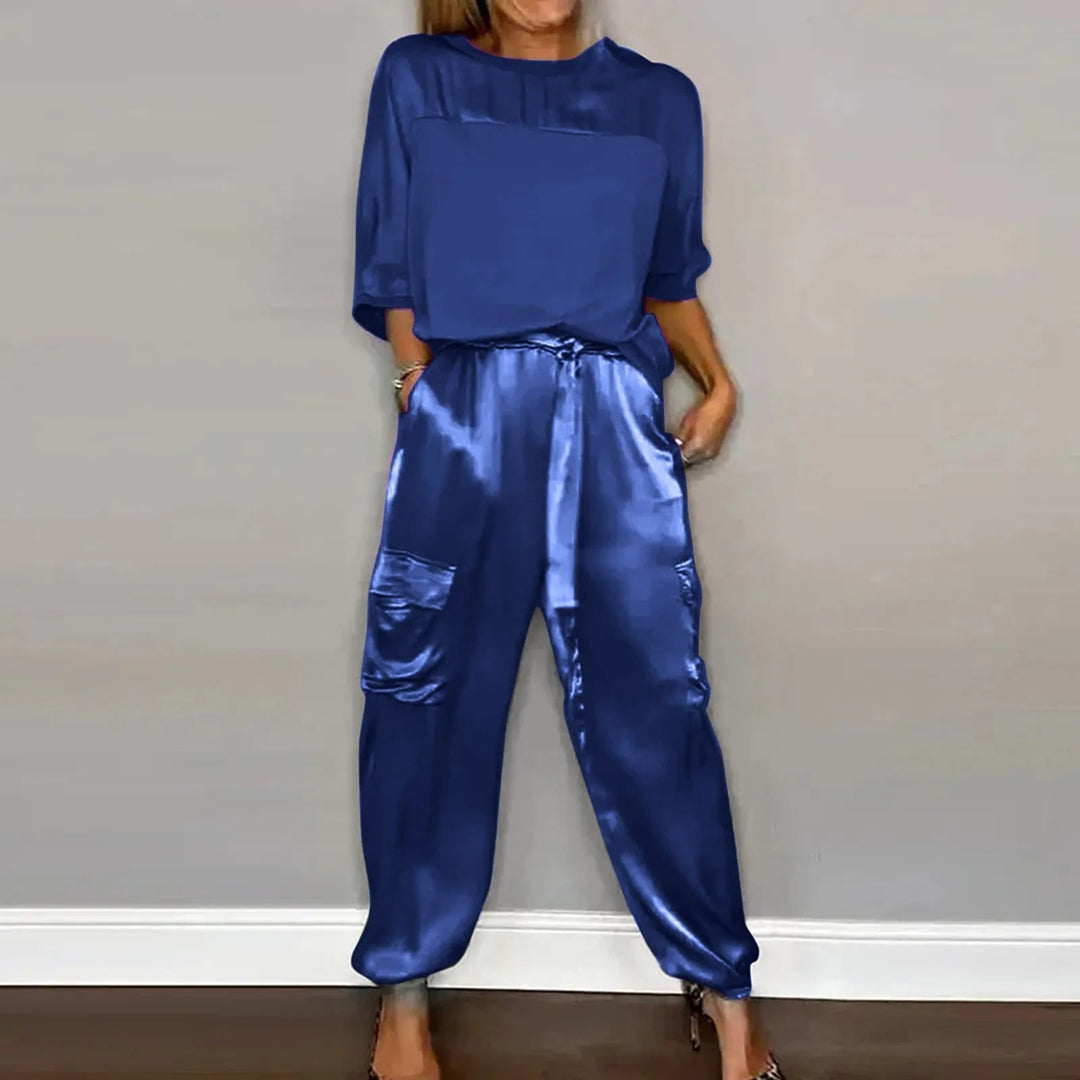 Ensemble 2 Pièces Féminin : Chemisier Décontracté et Pantalon Élégant