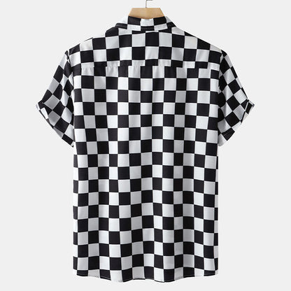 Chemise Homme Manches Courtes Carreaux Polyvalente