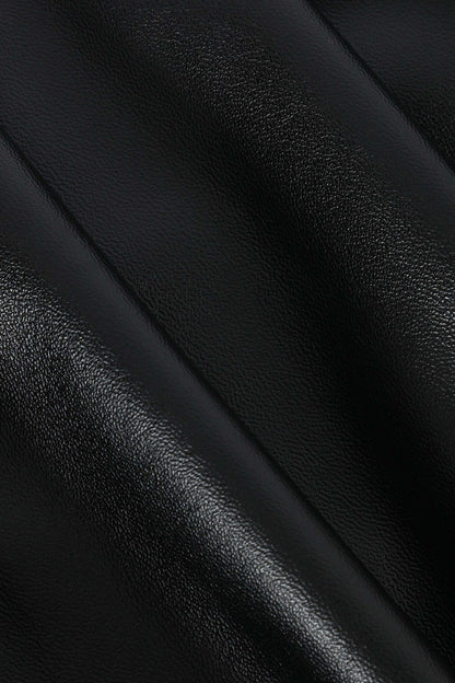 Jupe en Cuir Synthétique Asymétrique Mi-Longue