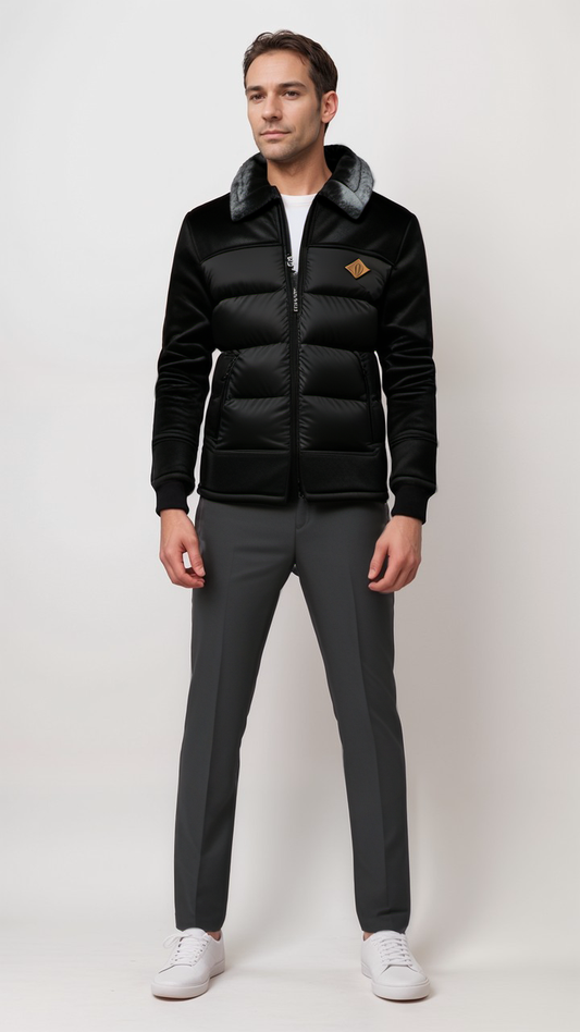 Parka Hiver Homme Cuir Artificiel et Col en Fourrure - BerlinGlamour
