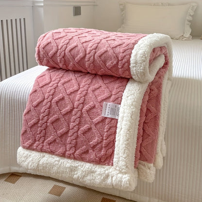 Plaid Polaire Gris Clair avec Bordure Sherpa Blanc