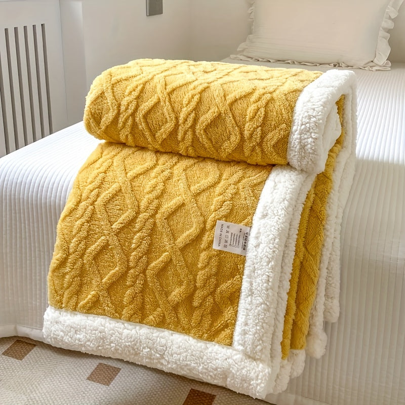 Plaid Polaire Gris Clair avec Bordure Sherpa Blanc